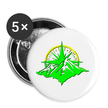 Compass With Mountain Silhouette - Buttons large 2.2''/56 mm (5-pack) - white - Front