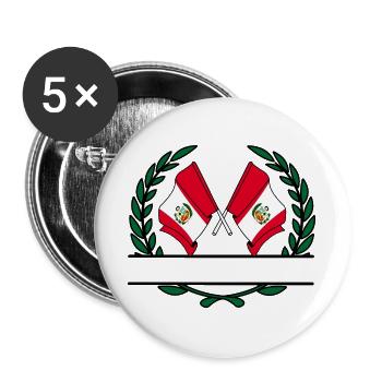 Flags Peru laurel wreath banner - Buttons large 2.2''/56 mm (5-pack) - white - Front