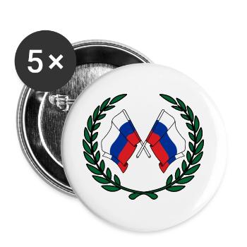 Flaggen Russland im Lorbeerkranz - Buttons groß 56 mm (5er Pack) - Weiß - Vorne