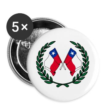 Fahnen Chile im Lorbeerkranz - Buttons groß 56 mm (5er Pack) - Weiß - Vorne
