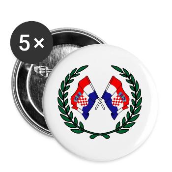 Flags Croatia in laurel wreath - Buttons large 2.2''/56 mm (5-pack) - white - Front