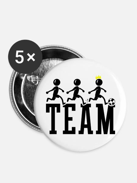 Fussballer Team Fussball - Buttons groß 56 mm (5er Pack) - Weiß