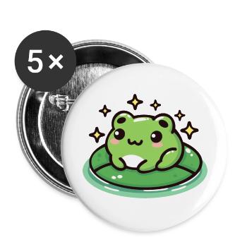 Grenouille sur Lilypad : mignon et magique - Lot de 5 grands badges (56 mm) - blanc - Devant