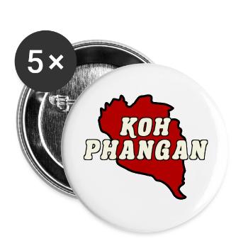 Koh Phangan Insel Karte rot - Buttons groß 56 mm (5er Pack) - Weiß - Vorne