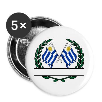Fahnen Uruguay Lorbeerkranz Banner - Buttons groß 56 mm (5er Pack) - Weiß - Vorne