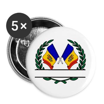 Fahnen Moldawien Lorbeerkranz Banner - Buttons groß 56 mm (5er Pack) - Weiß - Vorne