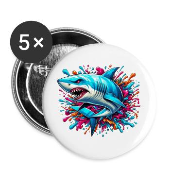 Shark - Buttons large 2.2''/56 mm (5-pack) - white - Front