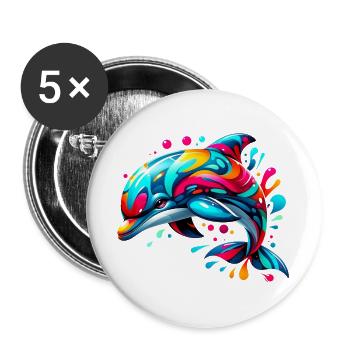Dolphin - Buttons large 2.2''/56 mm (5-pack) - white - Front