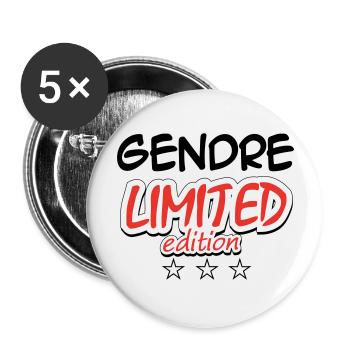 GENDRE LIMITED EDITION - Lot de 5 grands badges (56 mm) - blanc - Devant