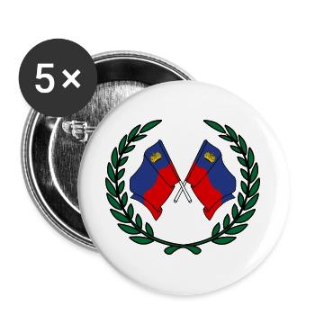 Fahnen Liechtenstein im Lorbeerkranz - Buttons groß 56 mm (5er Pack) - Weiß - Vorne