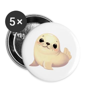 Phoque - Lot de 5 grands badges (56 mm) - blanc - Devant