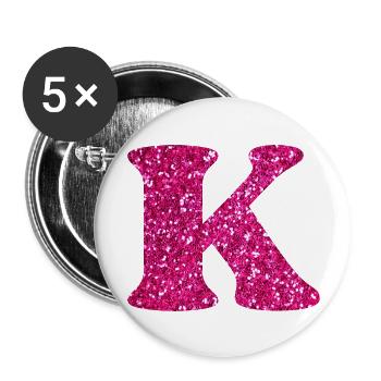 Letter k pink glitter - Buttons large 2.2''/56 mm (5-pack) - white - Front