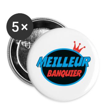 MEILLEUR BANQUIER - Lot de 5 grands badges (56 mm) - blanc - Devant