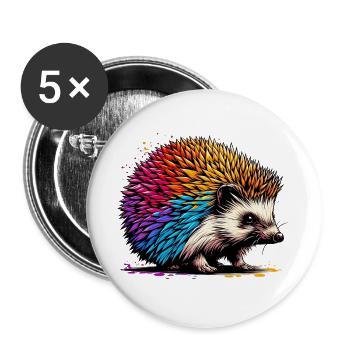 Hedgehog - Buttons large 2.2''/56 mm (5-pack) - white - Front