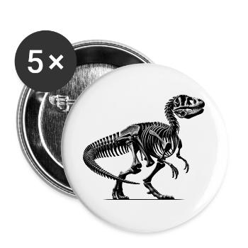 Schwarz-weißes Dinosaurierskeletts für Dino Fans - Buttons groß 56 mm (5er Pack) - Weiß - Vorne
