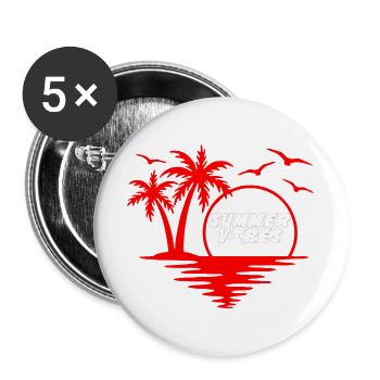 Tropische Flucht Die Sommer-Vibes T-Shirt - Buttons groß 56 mm (5er Pack) - Weiß - Vorne