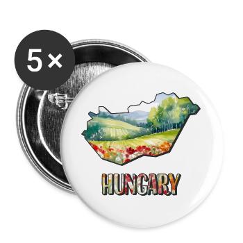 Carte à l’aquarelle de la Hongrie - Lot de 5 grands badges (56 mm) - blanc - Devant