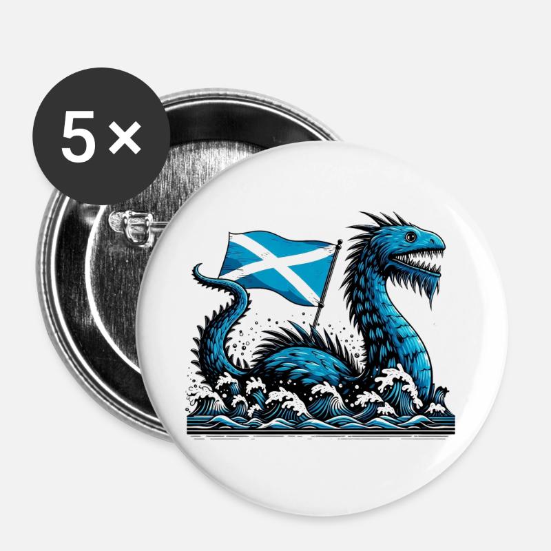 Scotland Loch Ness Monster - Buttons large 2.2''/56 mm (5-pack) - white