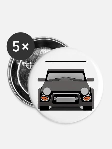 Minimalistisches Auto frontal - Buttons groß 56 mm (5er Pack) - Weiß
