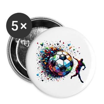 dynamic soccer player playing soccer - Buttons large 2.2''/56 mm (5-pack) - white - Front