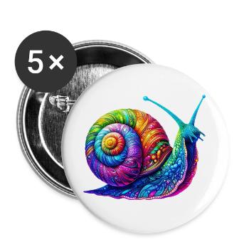Schnecke - Buttons groß 56 mm (5er Pack) - Weiß - Vorne