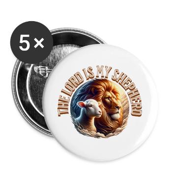 Force du troupeau de lions et de moutons - Lot de 5 grands badges (56 mm) - blanc - Devant