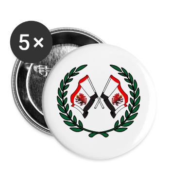 Flags Kuyavia Pomerania laurel wreath - Buttons large 2.2''/56 mm (5-pack) - white - Front