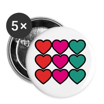 HERZ. VIELEN DANK. GELIEBTE. MEISTER. DANKE HERRIN. - Buttons groß 56 mm (5er Pack) - Weiß - Vorne