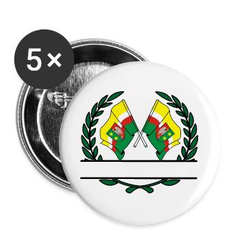 Drapeaux Lubusz couronne de laurier bannière - Lot de 5 grands badges (56 mm) - blanc - Devant