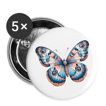 Papillon, fleur - Légèreté Envolée - Lot de 5 grands badges (56 mm) - blanc - Devant