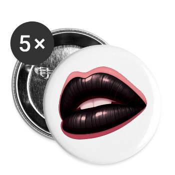 Schwarze Lippen - Mysteriöse Kunst - Buttons groß 56 mm (5er Pack) - Weiß - Vorne