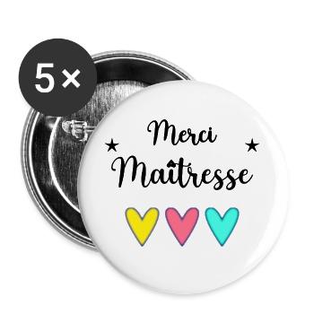 MISTRESS. THANK YOU. THANK YOU MISTRESS. MASTERS' GIFT - Buttons large 2.2''/56 mm (5-pack) - white - Front