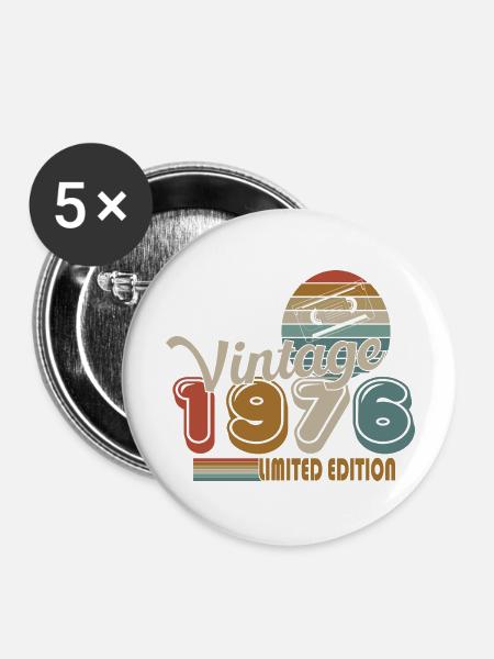 1976 - Buttons groß 56 mm (5er Pack) - Weiß