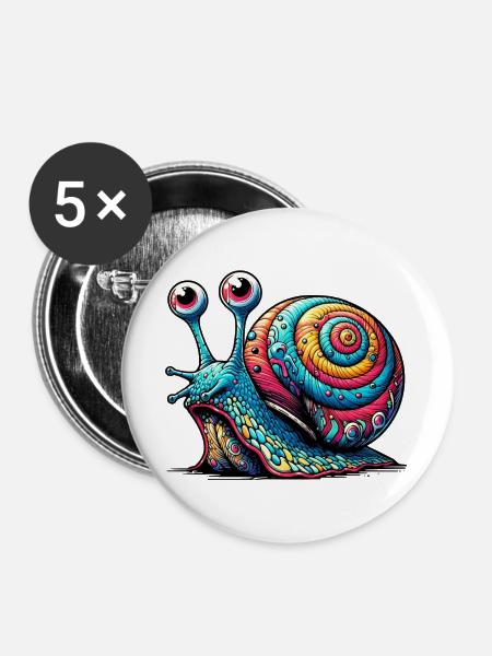 Schnecke - Buttons groß 56 mm (5er Pack) - Weiß