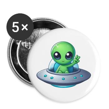 Alien Shows Peace - Buttons large 2.2''/56 mm (5-pack) - white - Front