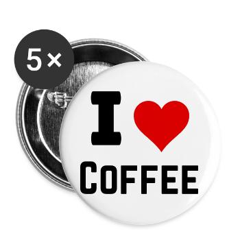 Ich liebe Kaffee - Buttons groß 56 mm (5er Pack) - Weiß - Vorne