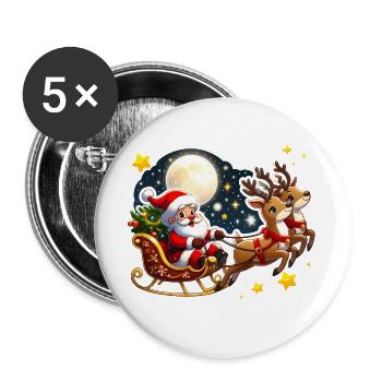 Noël - Lot de 5 grands badges (56 mm) - blanc - Devant