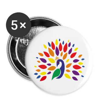 Peacock - Buttons large 2.2''/56 mm (5-pack) - white - Front