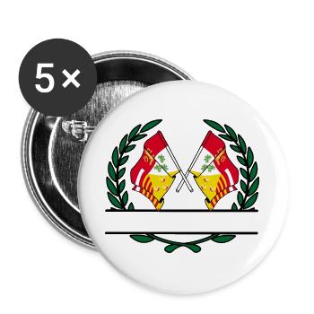 Flags of the Liège in laurel wreath banner - Buttons large 2.2''/56 mm (5-pack) - white - Front