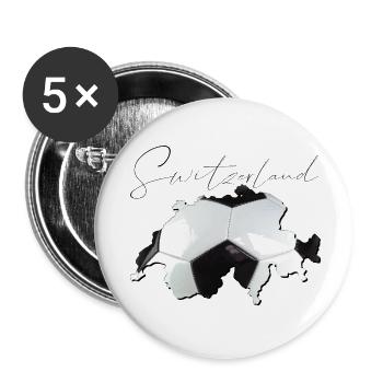 Carte de la Suisse – Real Football FR - Lot de 5 grands badges (56 mm) - blanc - Devant