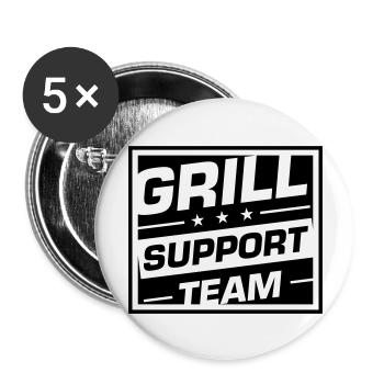Grill Support Team Grillen Spruch - Buttons groß 56 mm (5er Pack) - Weiß - Vorne