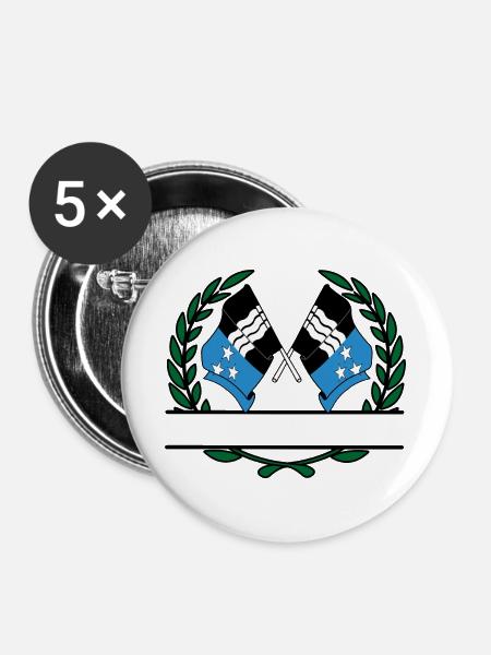 Fahnen Aargau Schweiz Lorbeerkranz Banner - Buttons groß 56 mm (5er Pack) - Weiß