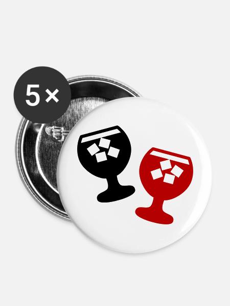 Whisky Icon - Buttons groß 56 mm (5er Pack) - Weiß