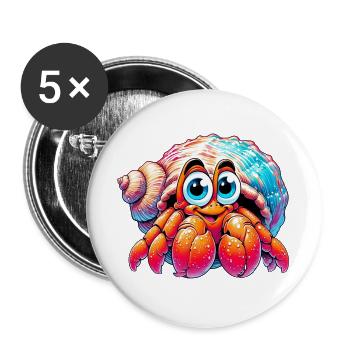 Einsiedlerkrebs - Buttons groß 56 mm (5er Pack) - Weiß - Vorne