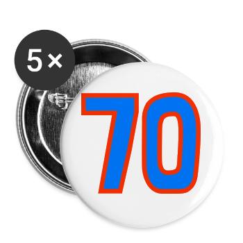 70. 70 ANS. 70e ANNIVERSAIRE. ANNIVERSAIRE 70 ANS. - Lot de 5 grands badges (56 mm) - blanc - Devant