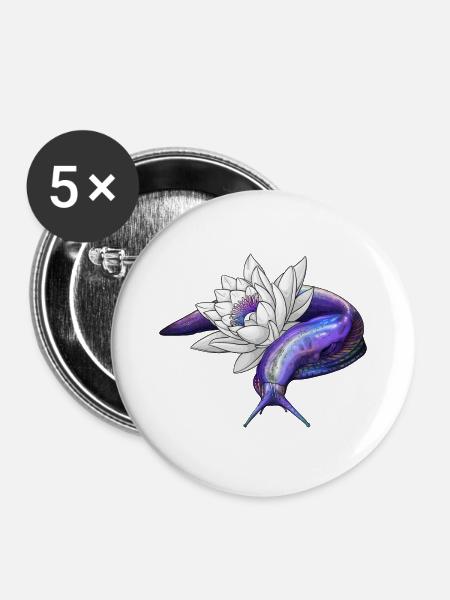 Lotus Schnecke - Buttons groß 56 mm (5er Pack) - Weiß
