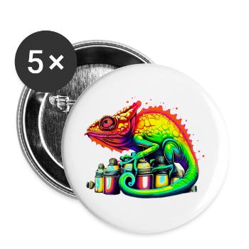 Chameleon - Buttons large 2.2''/56 mm (5-pack) - white - Front