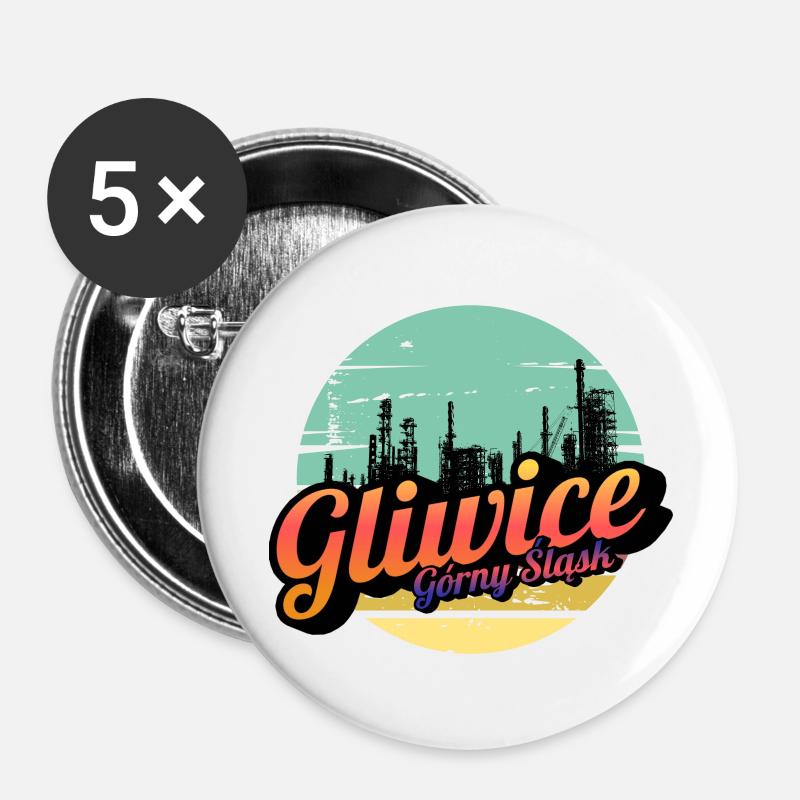 Gleiwitz Oberschlesien - Buttons groß 56 mm (5er Pack) - Weiß