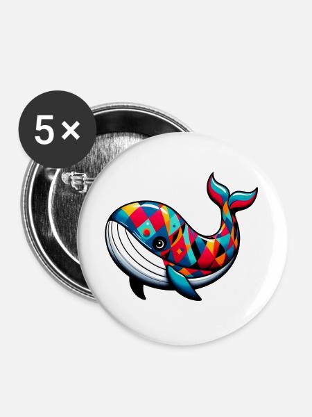 Harlekinwal - Buttons groß 56 mm (5er Pack) - Weiß
