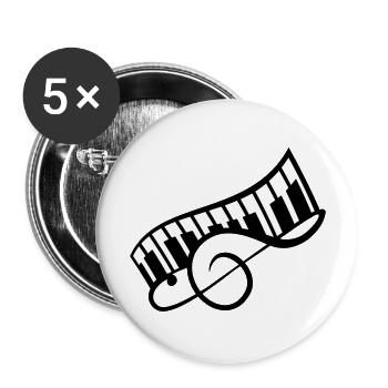 Music Notenschlüssel Note Piano Keybord Klavier - Buttons groß 56 mm (5er Pack) - Weiß - Vorne